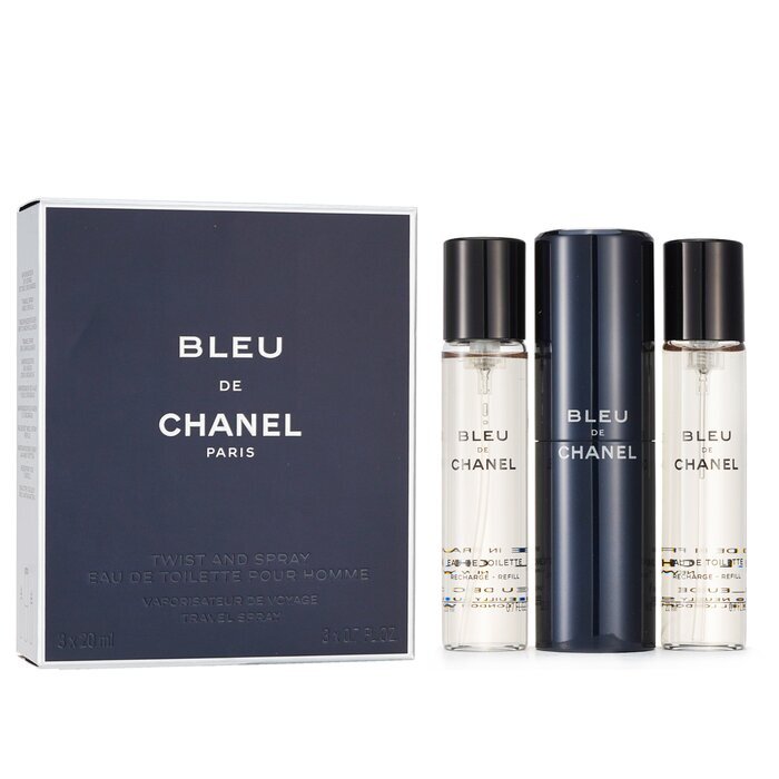 Bleu De Chanel Eau De Toilette Travel Spray & Two Refills 3x20ml
