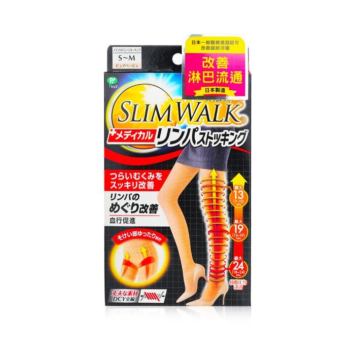 SlimWalk Medical Compression Lymphatic Pantyhose -  Beige (Size: S-M) 1pair