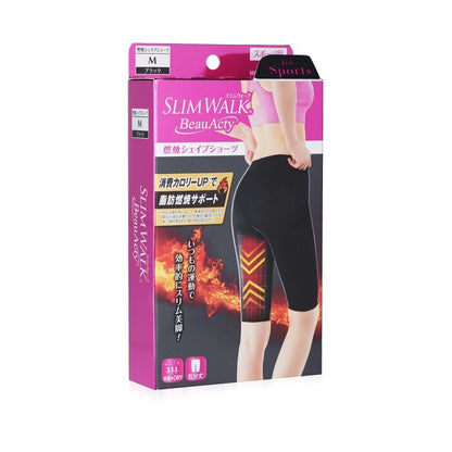SlimWalk Compression Fat-Burning Support Shape Shorts for Sports - Blacks (Size: M) 1pair